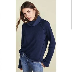 ALALA | Riki Cowl Neck French Terry Pullover Oversized Navy Bell
Sleeves Large
